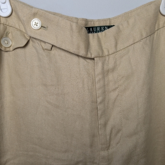 LAUREN RALPH LAUREN Devrouax 100% Linen Wide Leg Pant Size 14W Beige Color - Picture 4 of 10